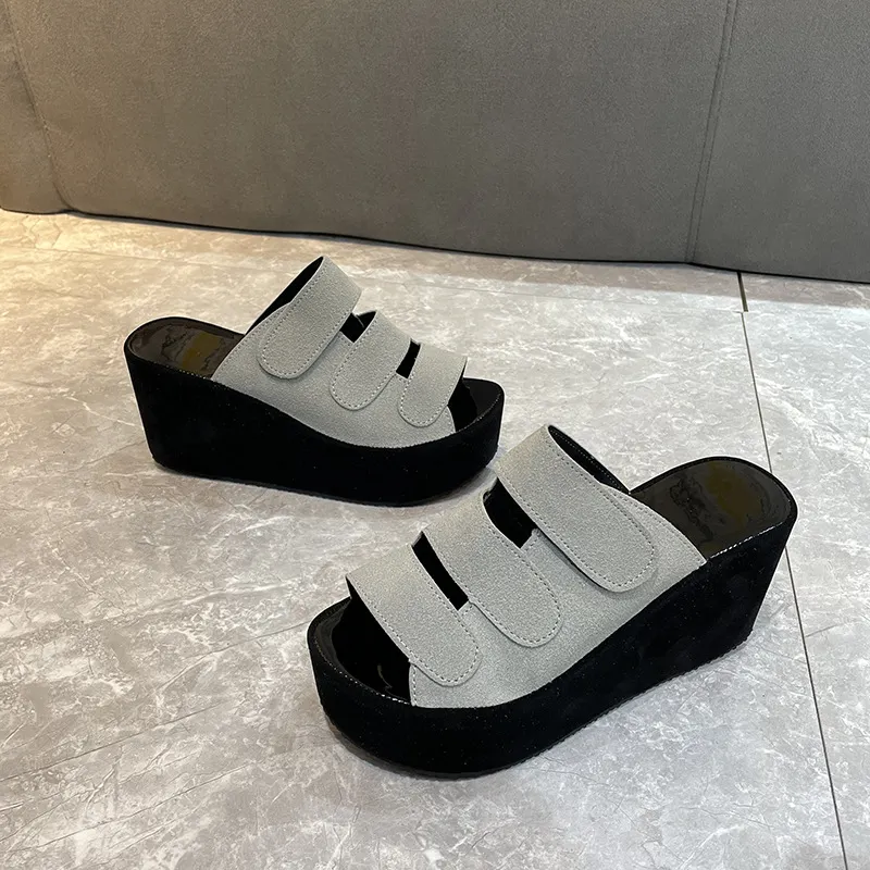 Breakj Breakj Slippers Women's 2023 Korean Version Of Spring And Summer Large Code Magic Stick Thick Bottom Slope And Cold Drag Frosted High With Ladies Slippers