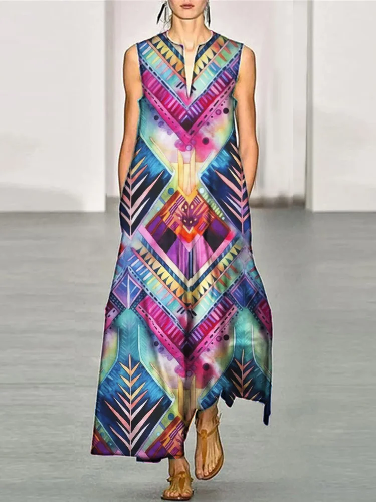 Bohemian Women's Casual Resort Sleeveless Long Dresses