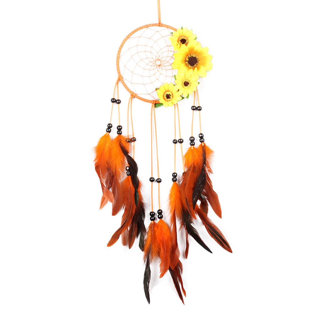 

Nordic Tapestry Sunflower Idyllic Feather Pendant Dream Catcher Room Decor, 501 Original