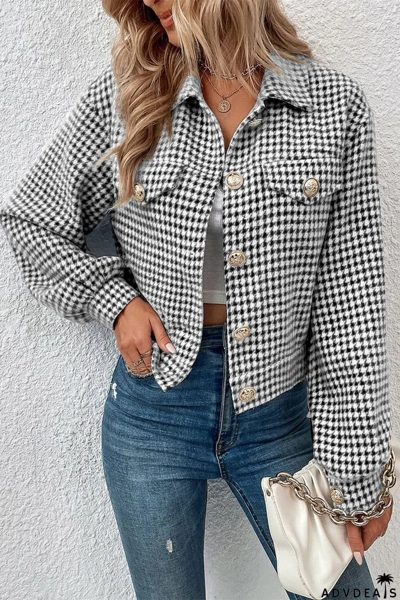 Casual Plaid Buttons Turndown Collar Outerwear