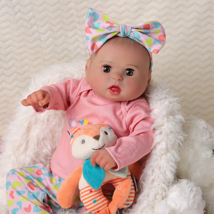 Babeside Bailyn 20" Open & Close Eyes Realistic Reborn Baby Doll Adorable Girl Happy Floral Bear Pink