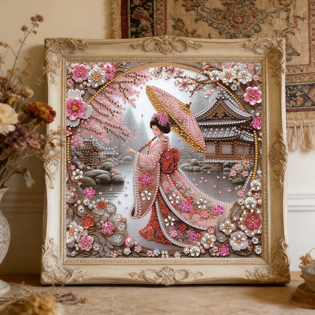 Japanese Beauty Special Shaped 5D DIY Partial Drill Diamond Painting Kit 30x30cm