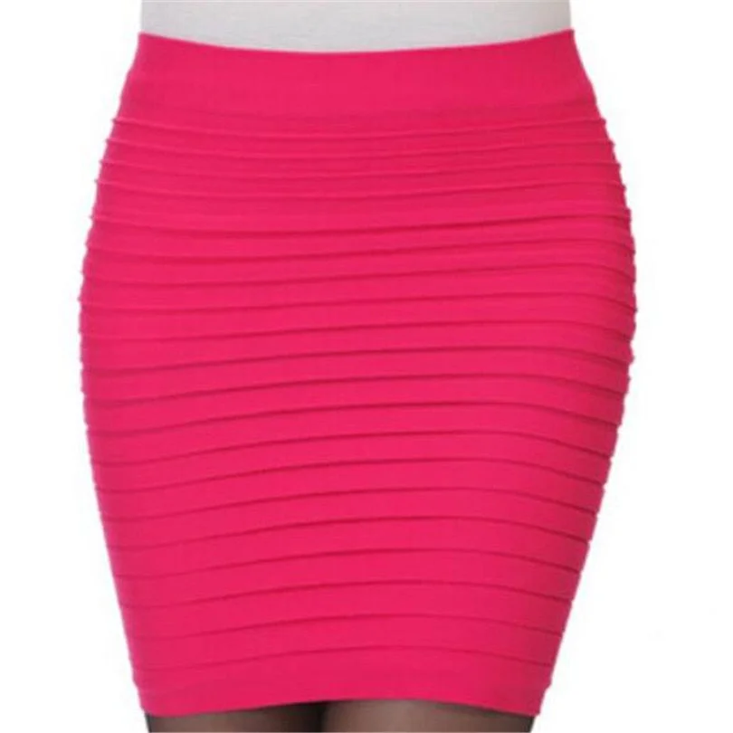 CUHAKCI Summer Skirts Sexy Short Ladies Skirt High Waist A-Line Skirts High Elastic Black Red Pleated Skirt Candy Colors
