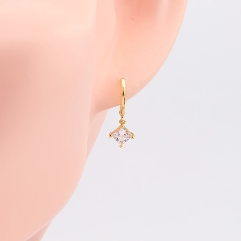 1 Pair 925 Sterling Silver Zircon Star Earrings