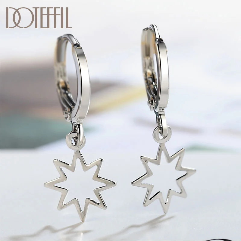 DOTEFFIL 925 Sterling Silver Star Drop Earrings Charm Women Jewelry