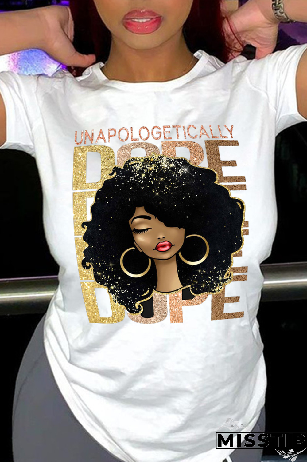 Black Casual Street Print Letter O Neck T-Shirts