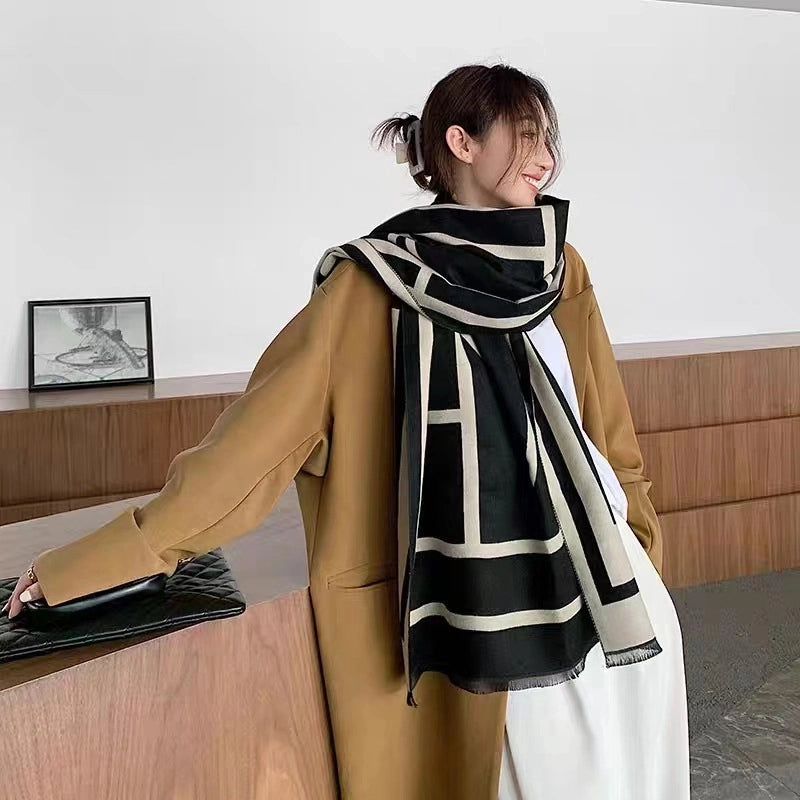 Factory Straight Hair OM Explosions Double-sided Thickened Warm Cashmere Scarf Women’s Autumn And Winter Office Air Conditioning Shawl Wai