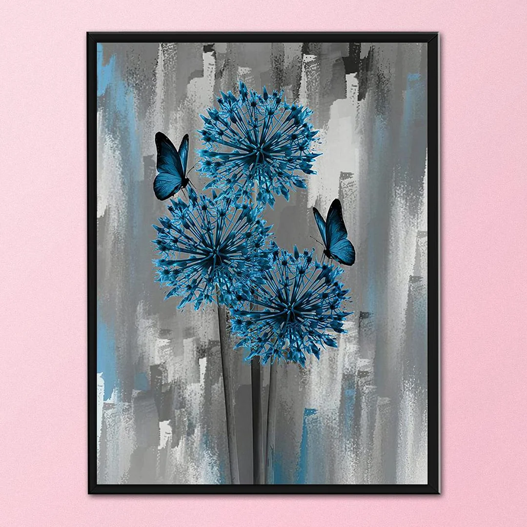 Full Embroidery 11CT DIY Blue Flowers Stamped Cross Stitch Kit Art Craft