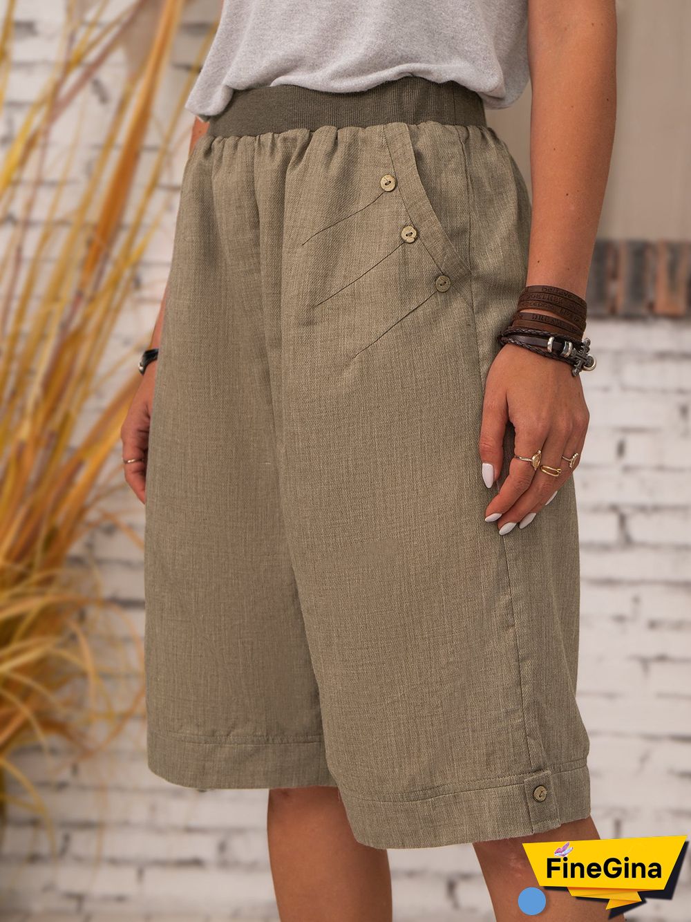 Cotton Pockets Casual Shorts