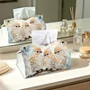 (25cm)Winter Pearl Three Birds DIY Diamond Painting PU Tissue Holder Box