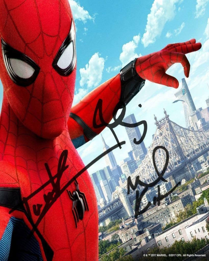 Spinderman Homecoming Cast SIGNED AUTOGRAPHED 10X8 REPRODUCTION PRINT Photo Poster painting