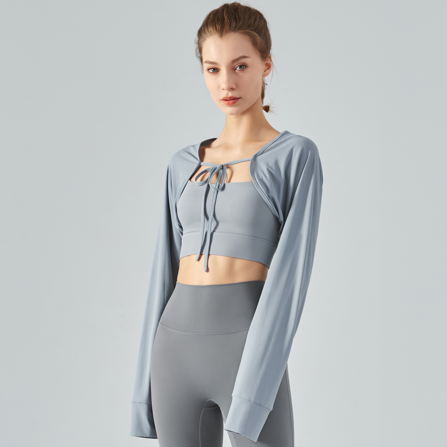 Hergymclothing Icelandic Blue sunscreen loose breathable cool feeling naked feeling skin friendly dri-fit moisturewicking crop top online shopping