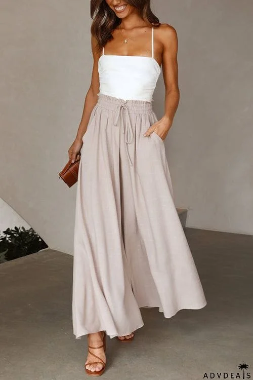 Drawstring Wide Leg Pants