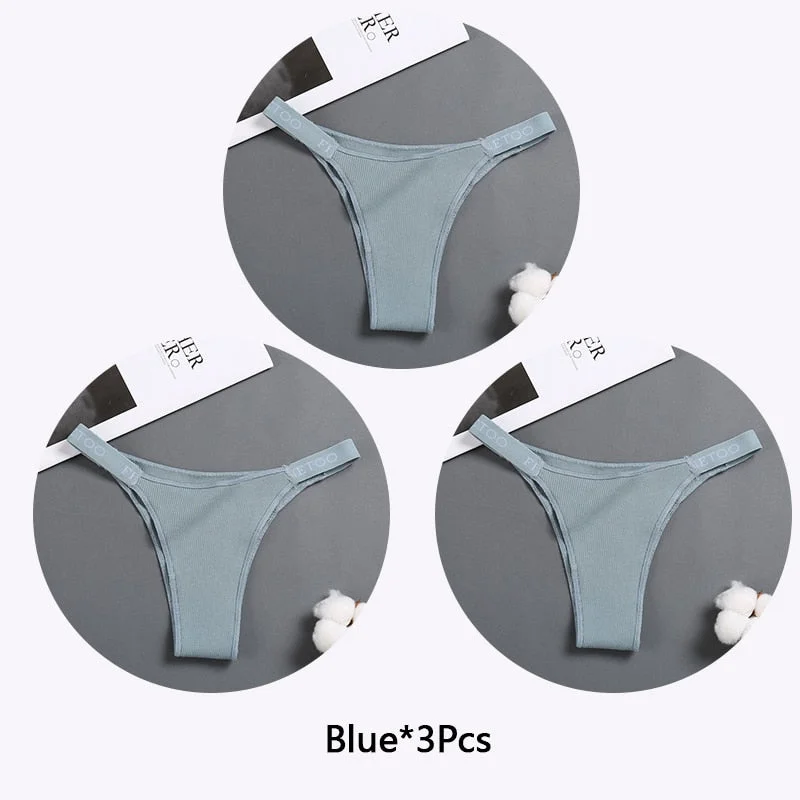 FINETOO 3Pcs/set Women Thongs Fashion Letter Cotton Panties M-XL Female Underpants Ladies Sexy Underwear Women Bikini Panty New
