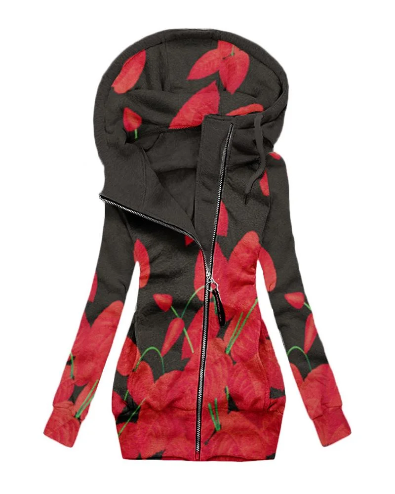 Women's Daily Vintage Print Hoodie-081605