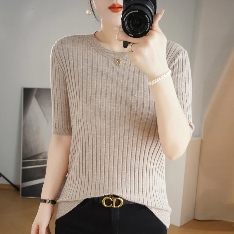 Churchf Churchf Collar Pit Bottom Shirt Women's New Slim Sweater Short Versatile Casual Sweater