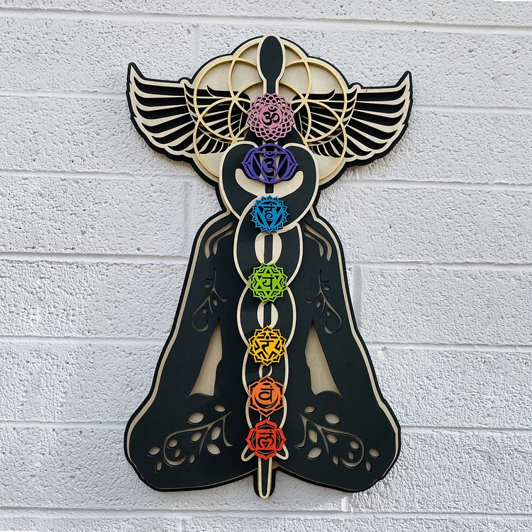 Olivenorma Kundalini Chakra Hand Painted Wood Stained Wall Decor