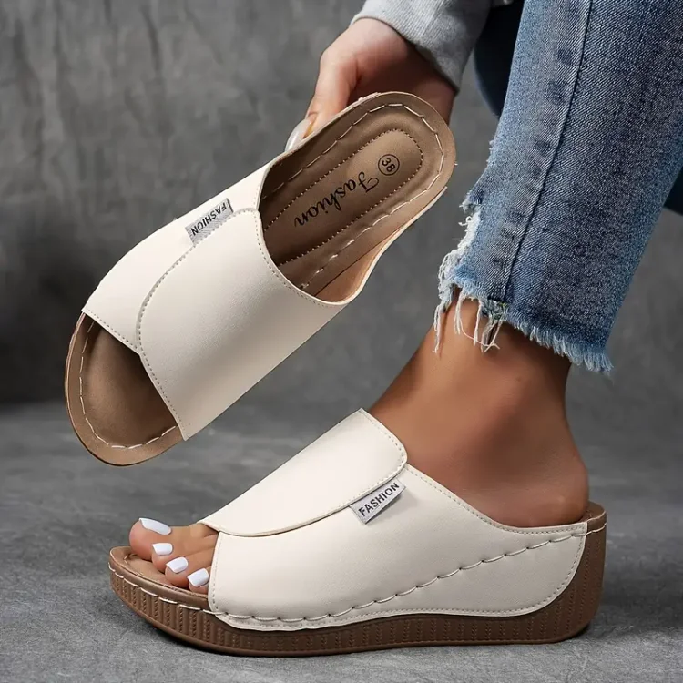 Comfortable Arch Support Slides – Women’s Solid Color Sandals – Breathable