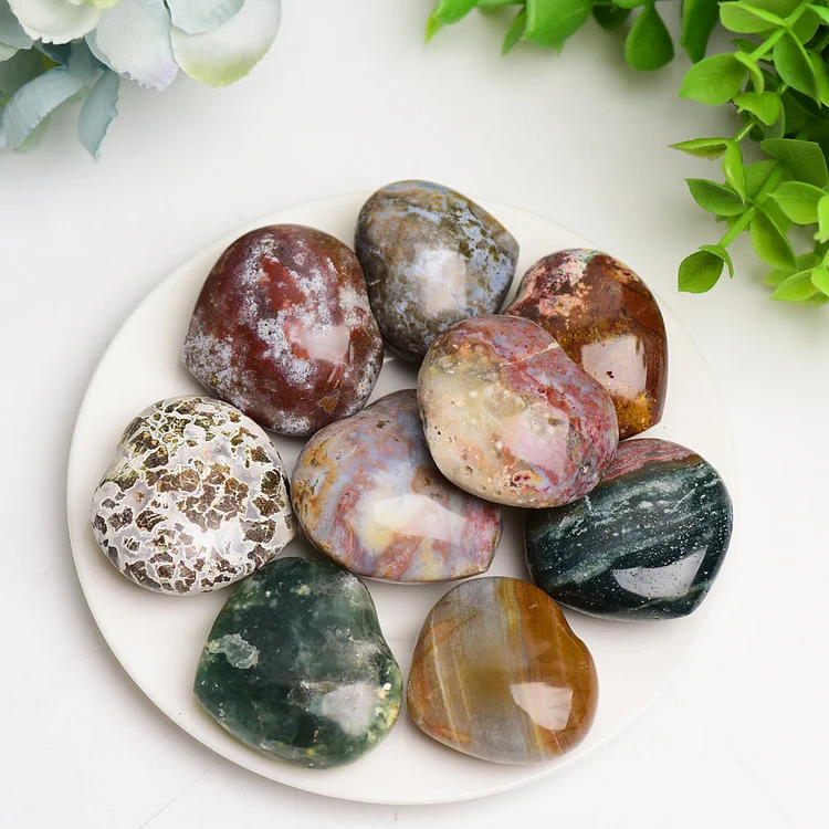 1.6" Ocean Jasper Heart Crystal Carving