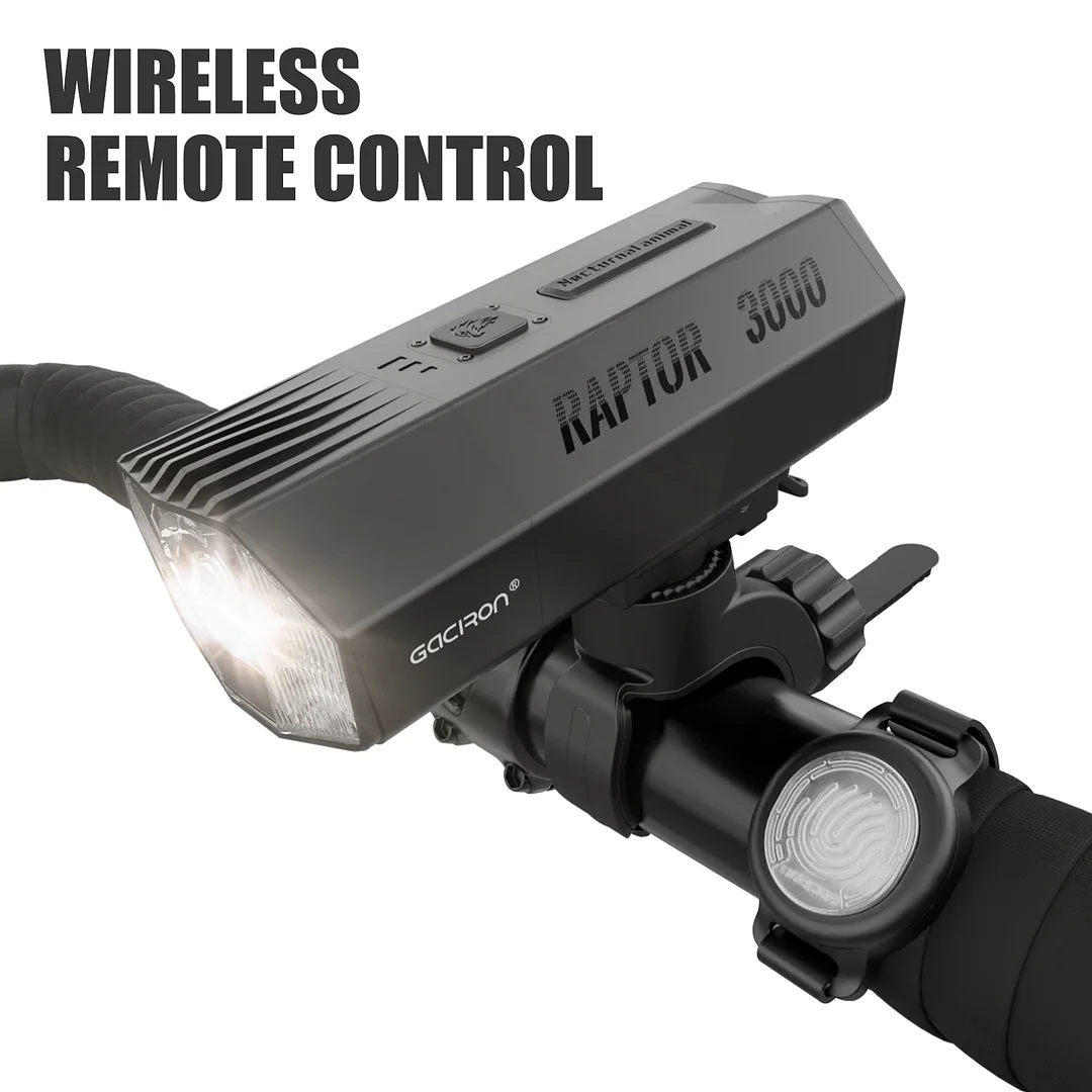 RAPTOR-3000 Ultra High Lumen Bike Front Light & LOOP-100 Smart Brake Bike Tail light