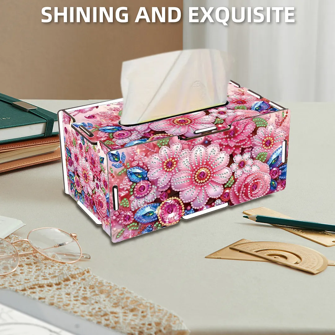 Flower DIY Diamond Art Paper Towel Holder for Home and Office Decoration