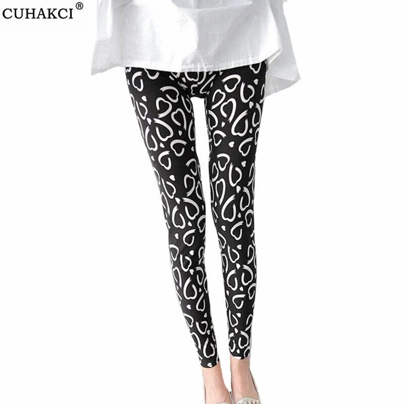 CUHAKCI Floral Sexy Pants Printed Legging Women Love Fitness Leggins Push Up Trousers Casual High Quality Sport