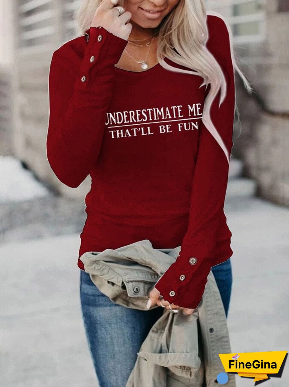 Women's Underestimate Me That'll Be Fun Long Sleeve T-Shirt