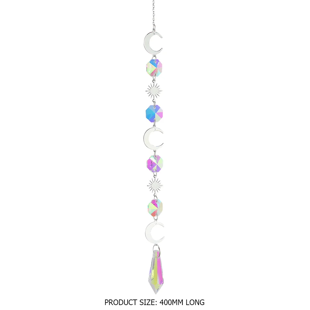 Wind Chime Crystal Light Catcher Ball Ornaments Round Frame Pendant (4)