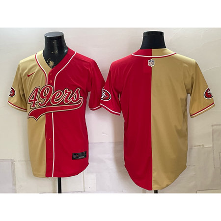 Men's San Francisco 49ers Red Split Cool Base Stitched Baseball Jersey 6DU8