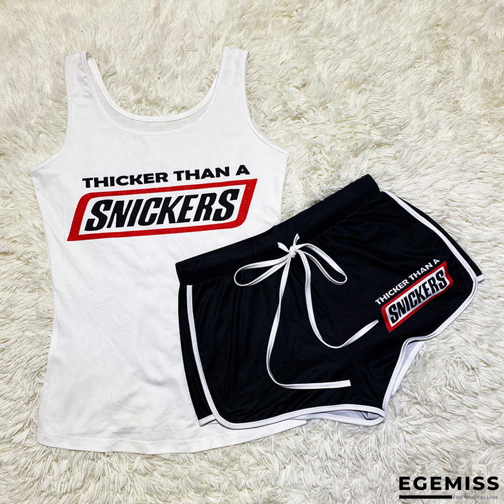 Black Casual Print Patchwork Sleeveless Two Pieces | EGEMISS