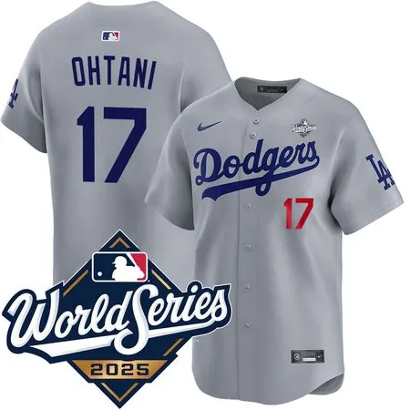 Youth Los Angeles Dodgers #17 Shohei Ohtani  Gray 2025 World Series Home Limited Jersey