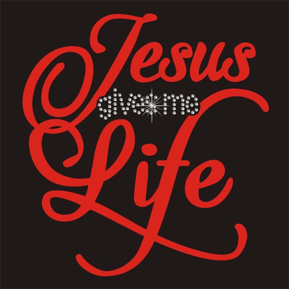 Red Pu Vinyl Jesus Give Me Life Letter Crystal Hotfix Rhinestone Appliques Iron On Transfers