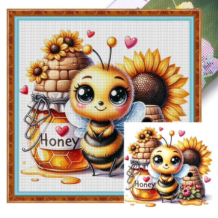 Valentine'S Day Bee 18CT (25*25CM) Stamped Cross Stitch gbfke