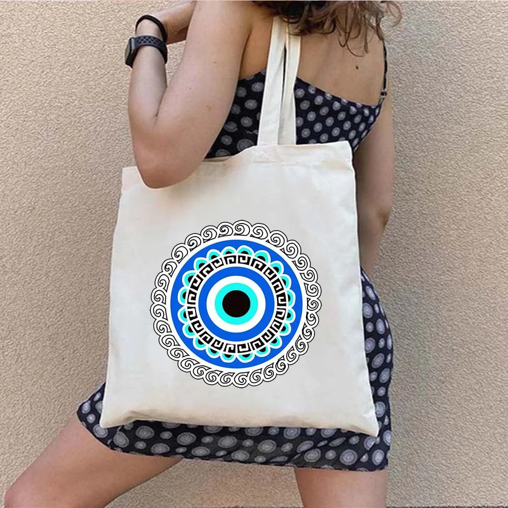 Graffiti Greek Evil Eye Canvas bag shoulder bag foldable bag handbag shopping
