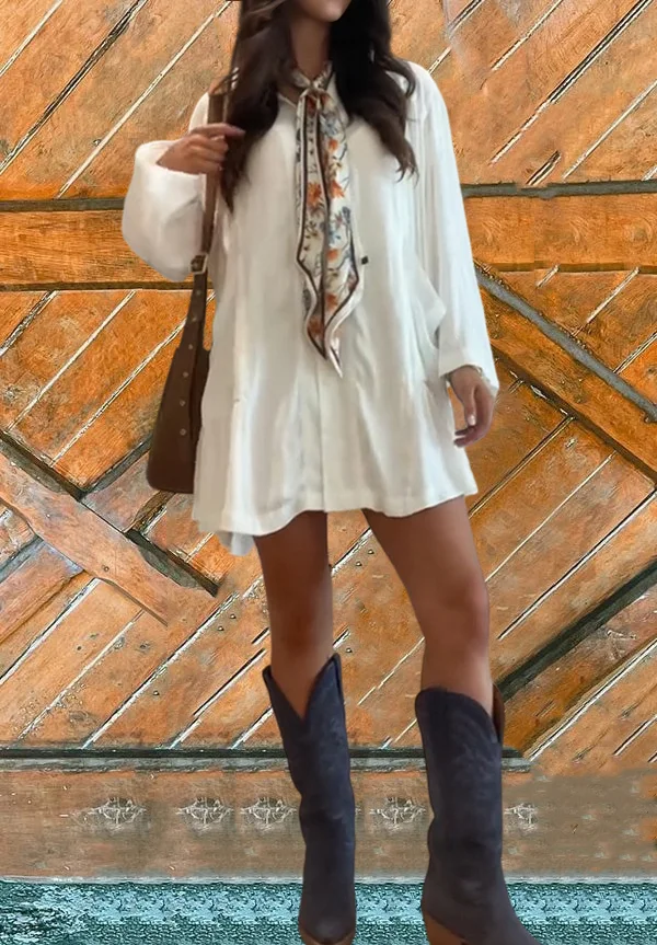 Casual Linen Long Sleeve Dress