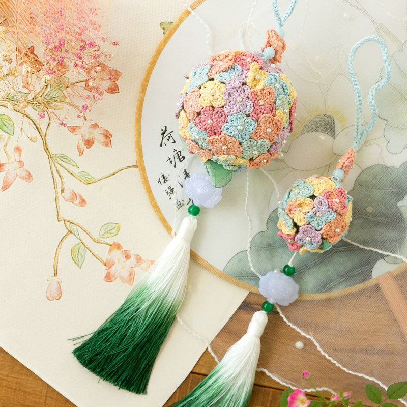 Crochet DIY Kit: Exquisite Lace Yarn Flower Ball Sachet by SuSan's