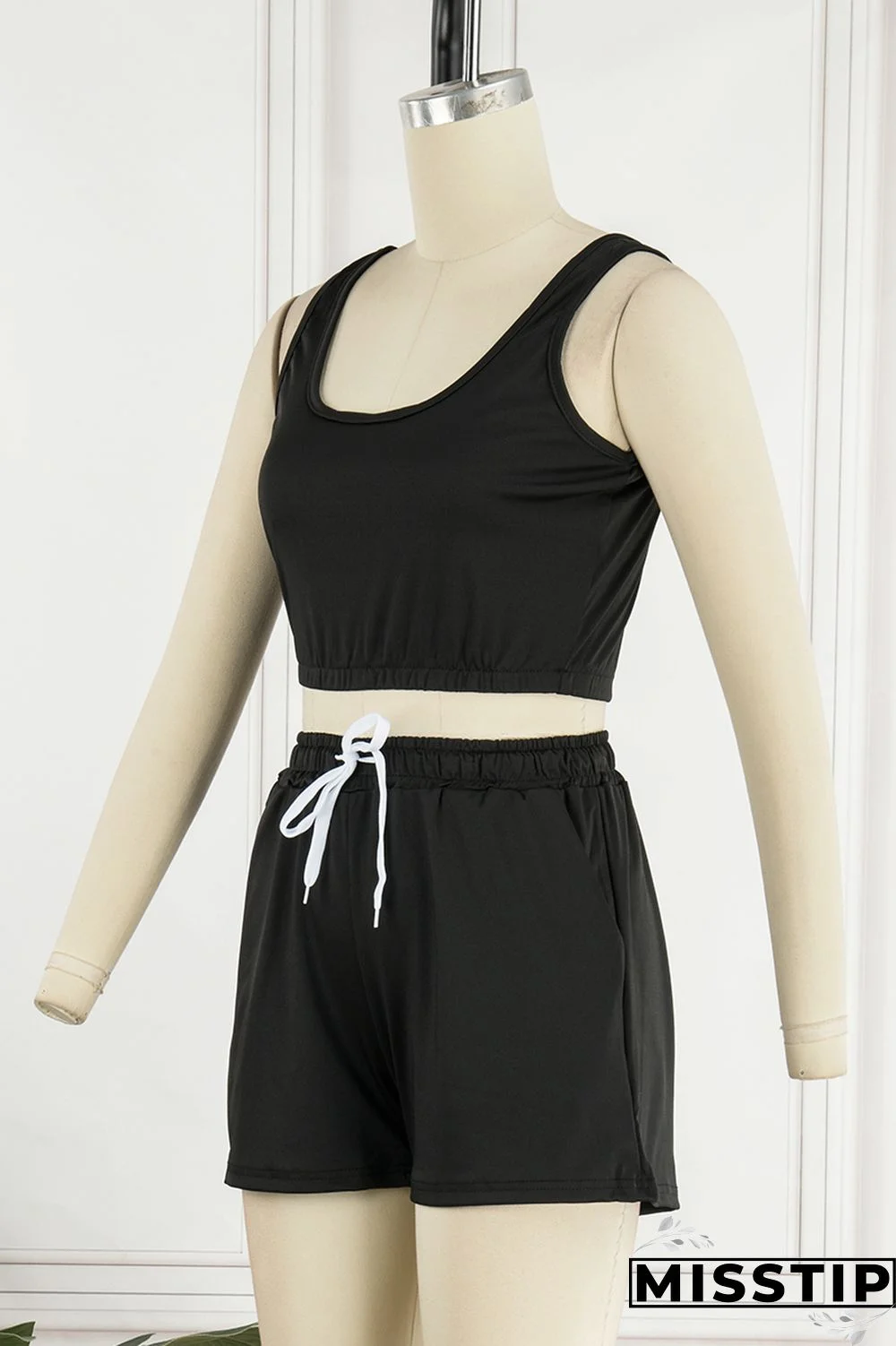 Orange Casual Solid Basic U Neck Sleeveless Two Pieces