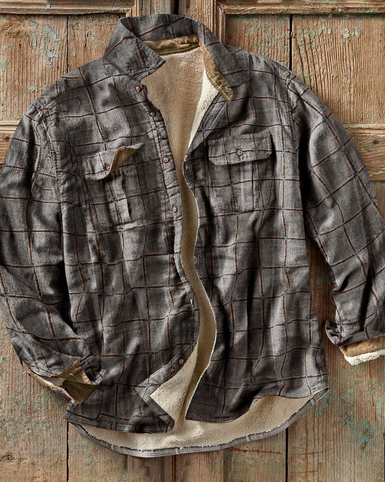 Casual plaid plus velvet coat