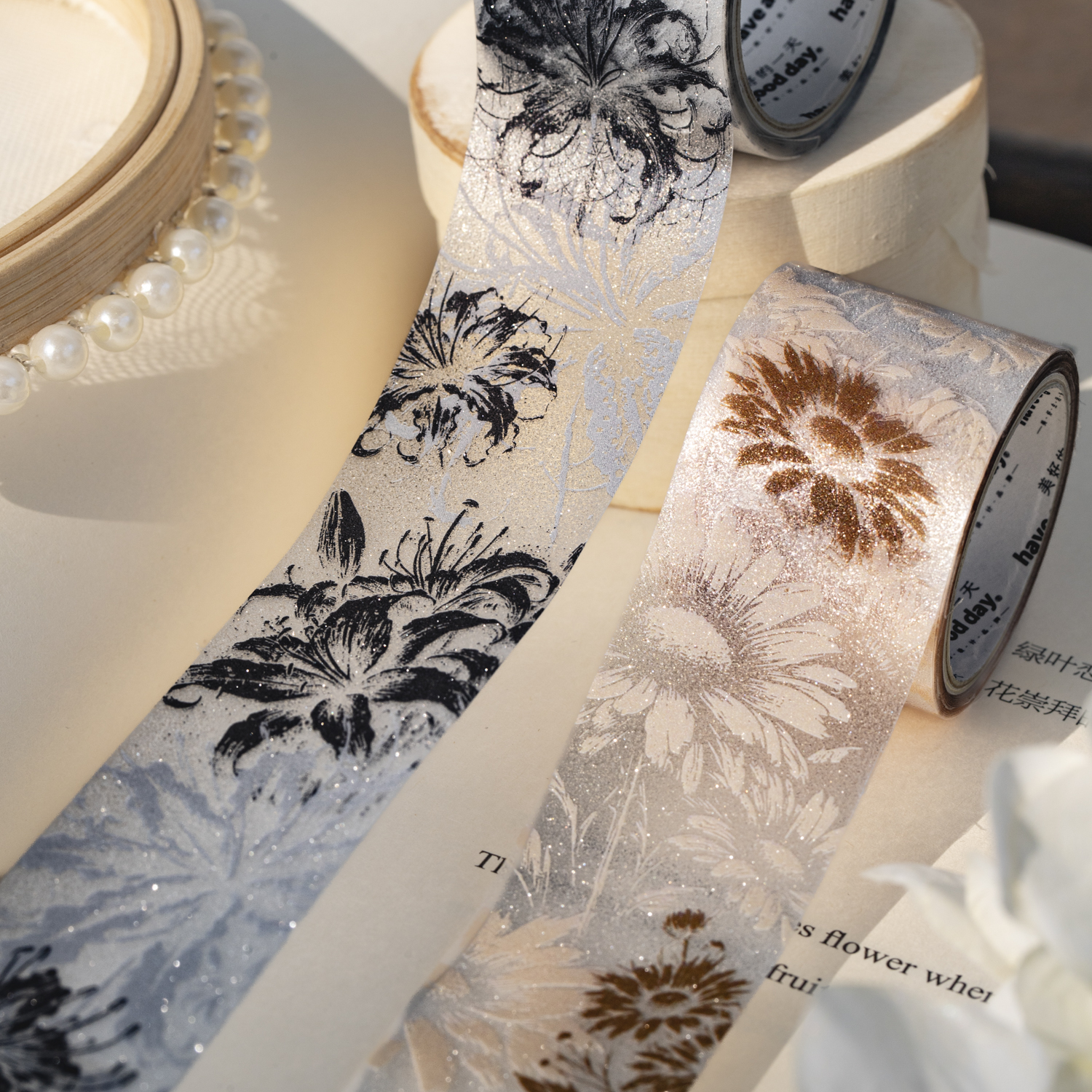 PET 테이프 - 플라워 블룸 시리즈 빈티지 식물 꽃무늬