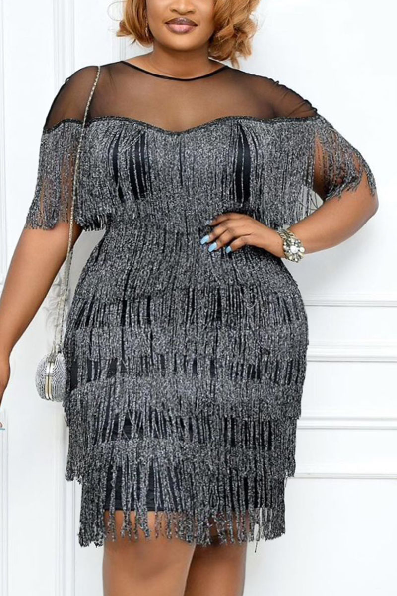 plus size fringe dress