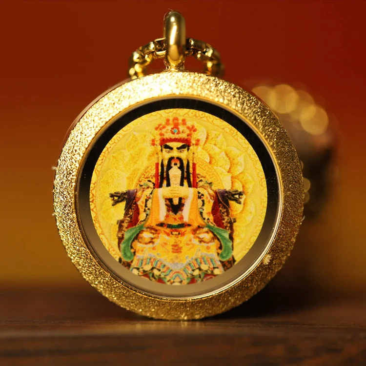 Thangka Buddha Wealth and Protection Dragon Wuye Circular pendant Necklace