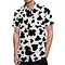 Black White Cow Print Women's Summer Casual Loose Wide Leg Rompers Jumpsuit with Pockets, Belted Boho Style, 95 5