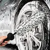 2pcs Wheel Barrel Brush Microfiber Wheel Cleaner Brush Removable Cover Auto Tire Cleaning Scrubber Auto Accessories for Car Maintenance Vehicle Wash Tool (black)