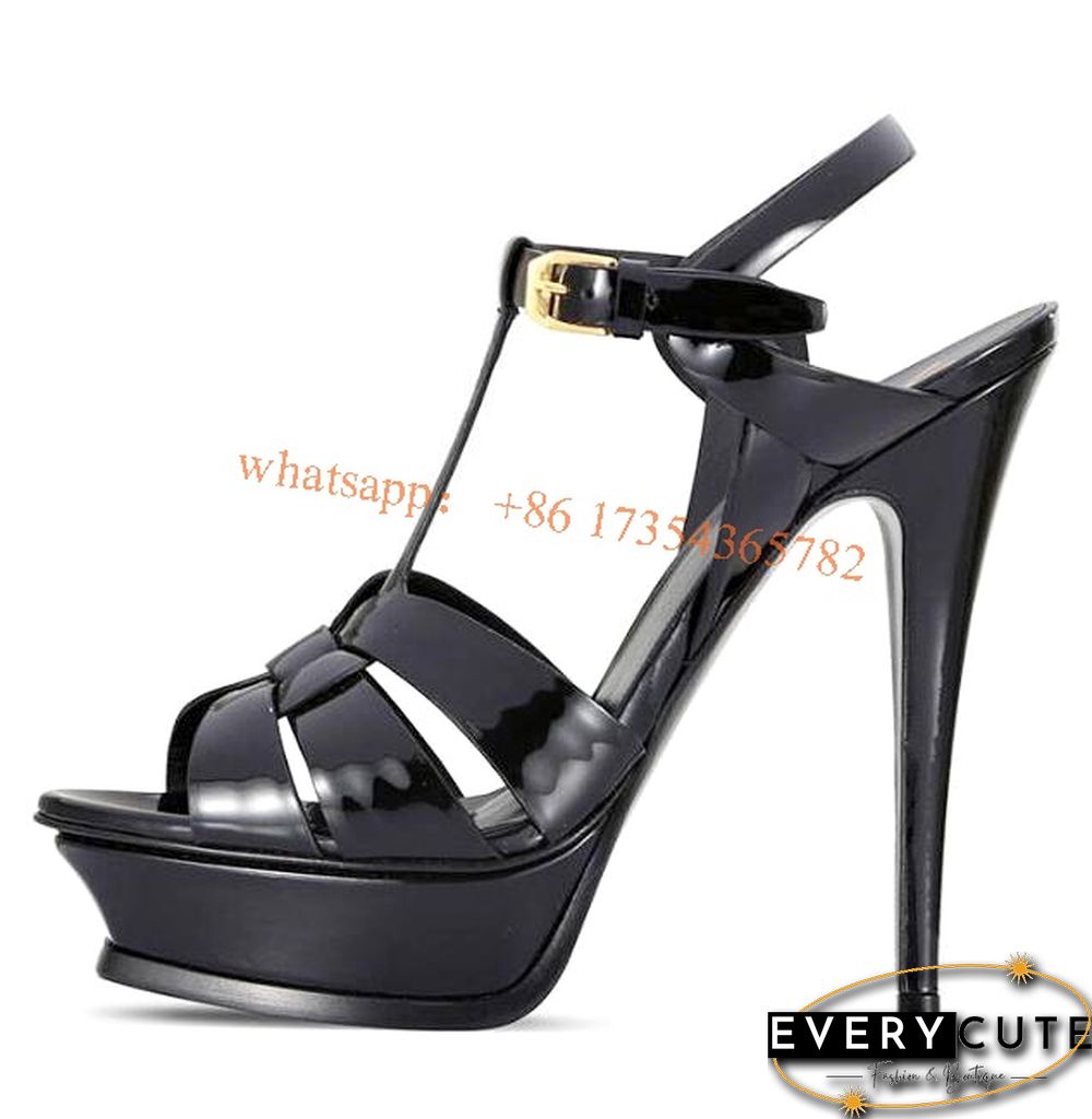 Peep Toe Runway Womens Sandals High Heel Platform Leather Shoes Tribute Sandalias Sexy Ladies Summer Shoes 14cm Thin Heels Pumps