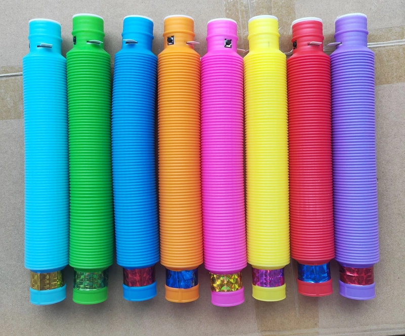 Pop Tube Luminous Decompression Toy Telescopic Tube LED Light Decompression Drain Pipe Color Stretch Tube