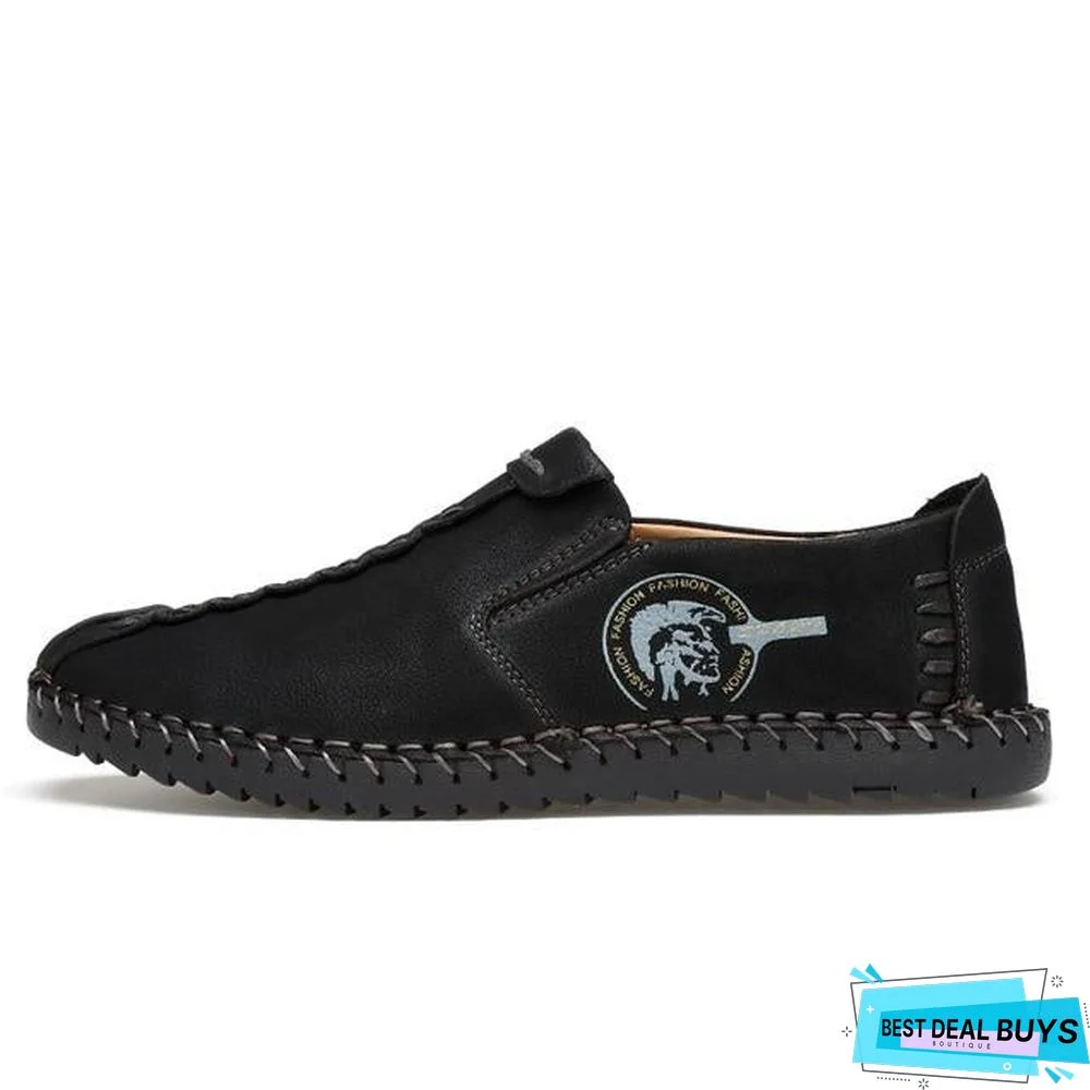 Men's Comfortable Casual Loafers Shoes Split Leather Flats Moccasins Shoes