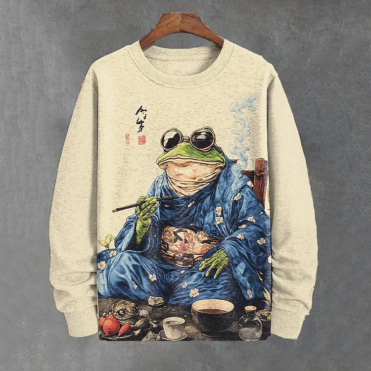 Men's Japanese Cool Smoking Frog Samurai Sweatshirt