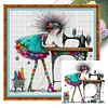 Sewing Machine Girl-11CT Stamped Cross Stitch 40*40cm/15.75*15.75in