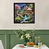 Rosa Landschaftshaus speziell geformte 5D-DIY-Teilbohrer Diamantengem&auml;lde Edelsteinkunst f&uuml;r Erwachsene Anf&auml;nger Wohnkultur 11,81 x 11,81 Zoll