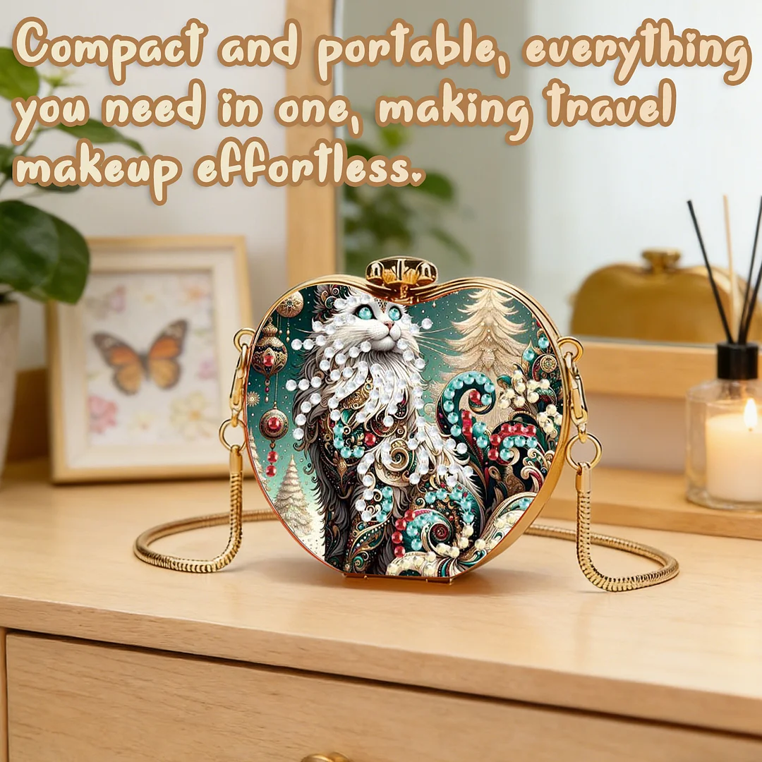 Cats D DIY Acrylic Love Diamond Art Painting Card Case Wallet with Chain Small Diamond Painting Crossbody Bag for Adults Women Girls Gift